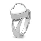 Sterling Silver Rhodium-plated Polished Heart Ash Holder Size 8 Ring