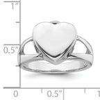 Sterling Silver Rhodium-plated Polished Heart Ash Holder Size 8 Ring
