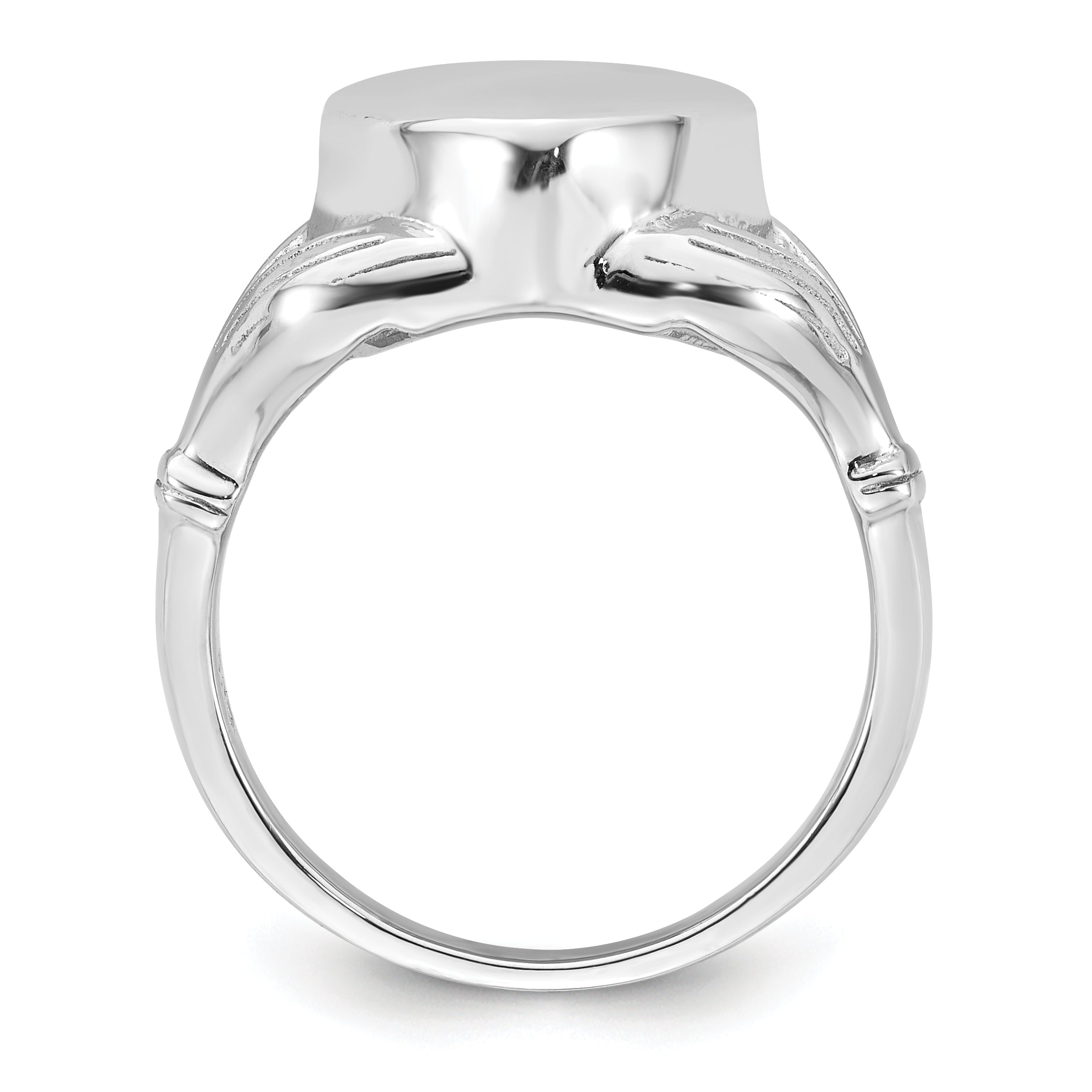 Sterling Silver Rhodium-plated Polished Claddagh Heart Ash Holder Size 6 Ring Secondary image