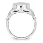 Sterling Silver Rhodium-plated Polished Claddagh Heart Ash Holder Size 8 Ring