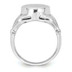 Sterling Silver Rhodium-plated Polished Claddagh Heart Ash Holder Size 8 Ring