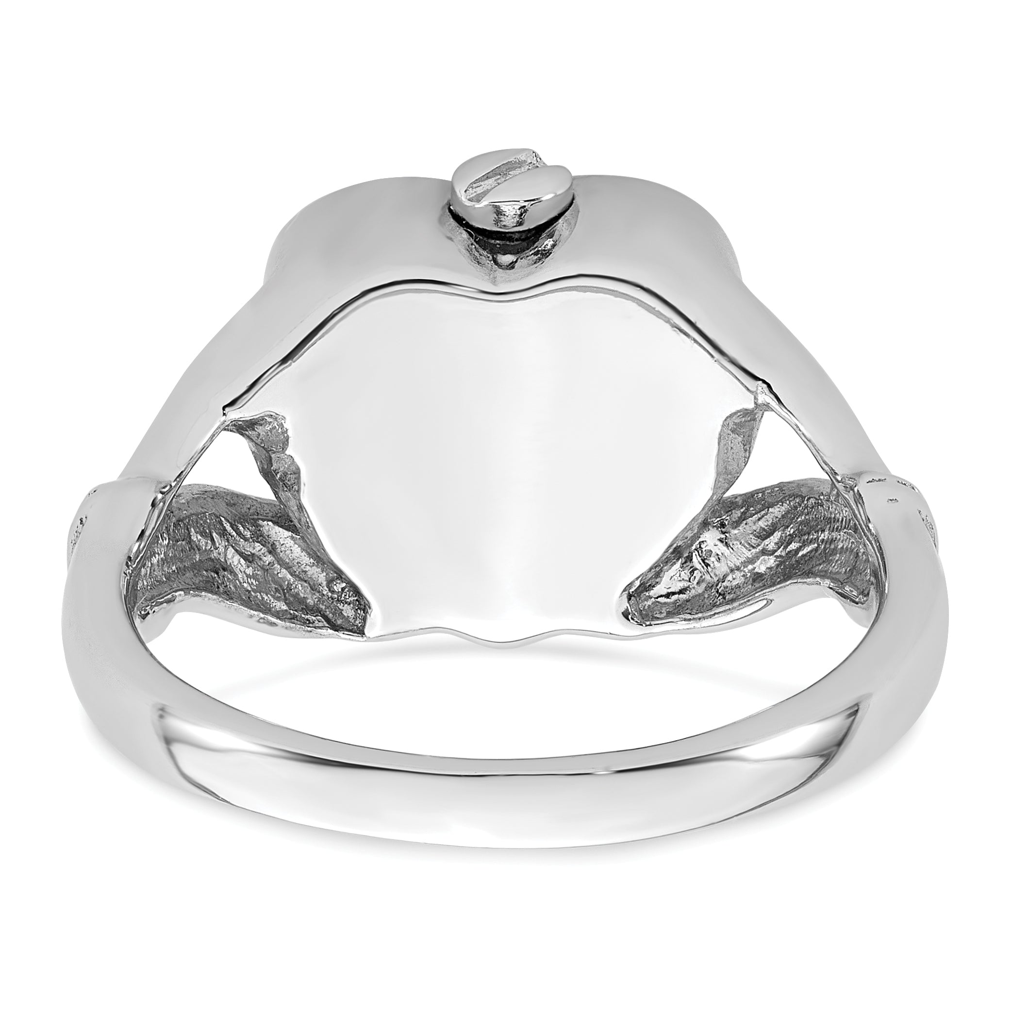 Sterling Silver Rhodium-plated Polished Claddagh Heart Ash Holder Size 8 Ring