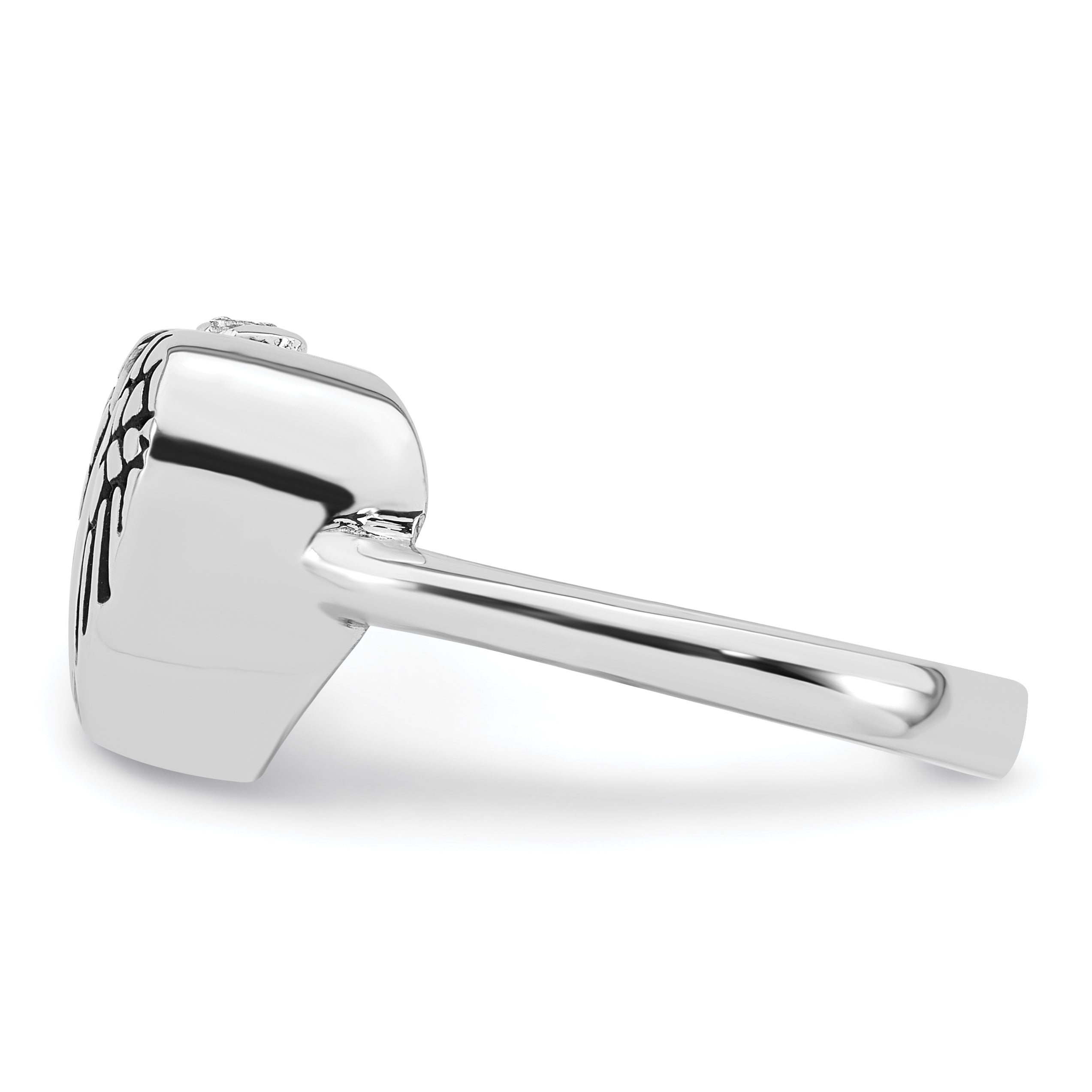 Sterling Silver Rhodium-plated Enameled Heart With Wings FOREVER IN MY HEART (Inside) Ash Holder Size 8 Ring