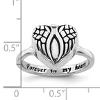 Sterling Silver Rhodium-plated Enameled Heart With Wings FOREVER IN MY HEART (Inside) Ash Holder Size 8 Ring