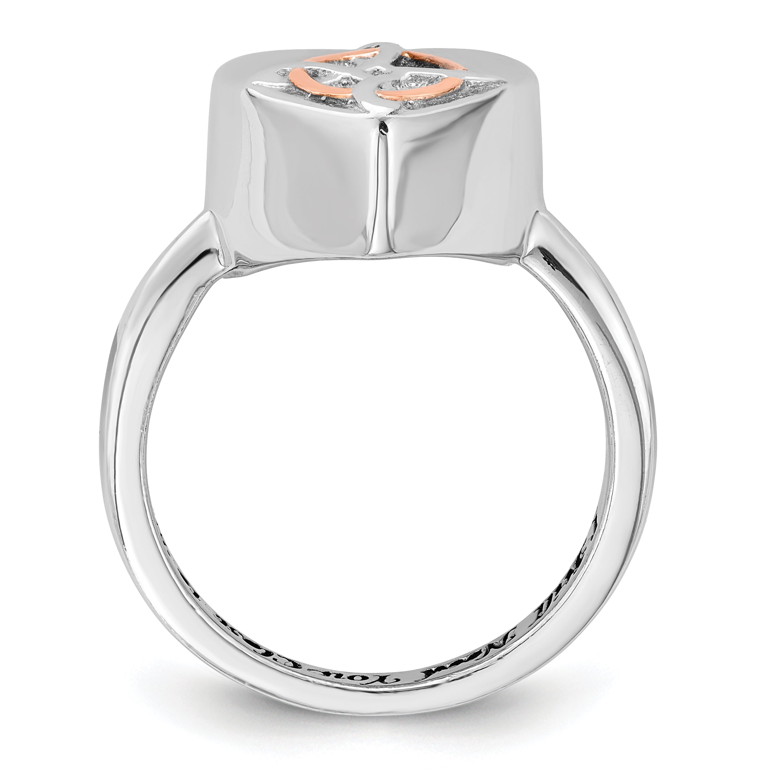 Sterling Silver Rhodium-plated with Rose-tone Circle Celtic Heart I STILL NEED YOU CLOSE TO ME (Inside) Ash Holder Size 8 Ring