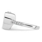 Sterling Silver Rhodium-plated CZ Shank Heart Enameled Paw Print FOREVER IN MY HEART (Inside) Ash Holder Size 8 Ring