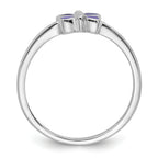 Sterling Silver Rhodium-plated Children's Size 4 Purple Enamel Butterfly Ring