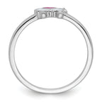 Sterling Silver Rhodium-plated Children's Size 4 White and Pink Enamel Sheep with Heart Ring