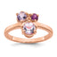 Sterling Silver Rose Gold-plated Polished Round Amethyst, Pink Quartz and Rhodolite Garnet Size 8 Ring