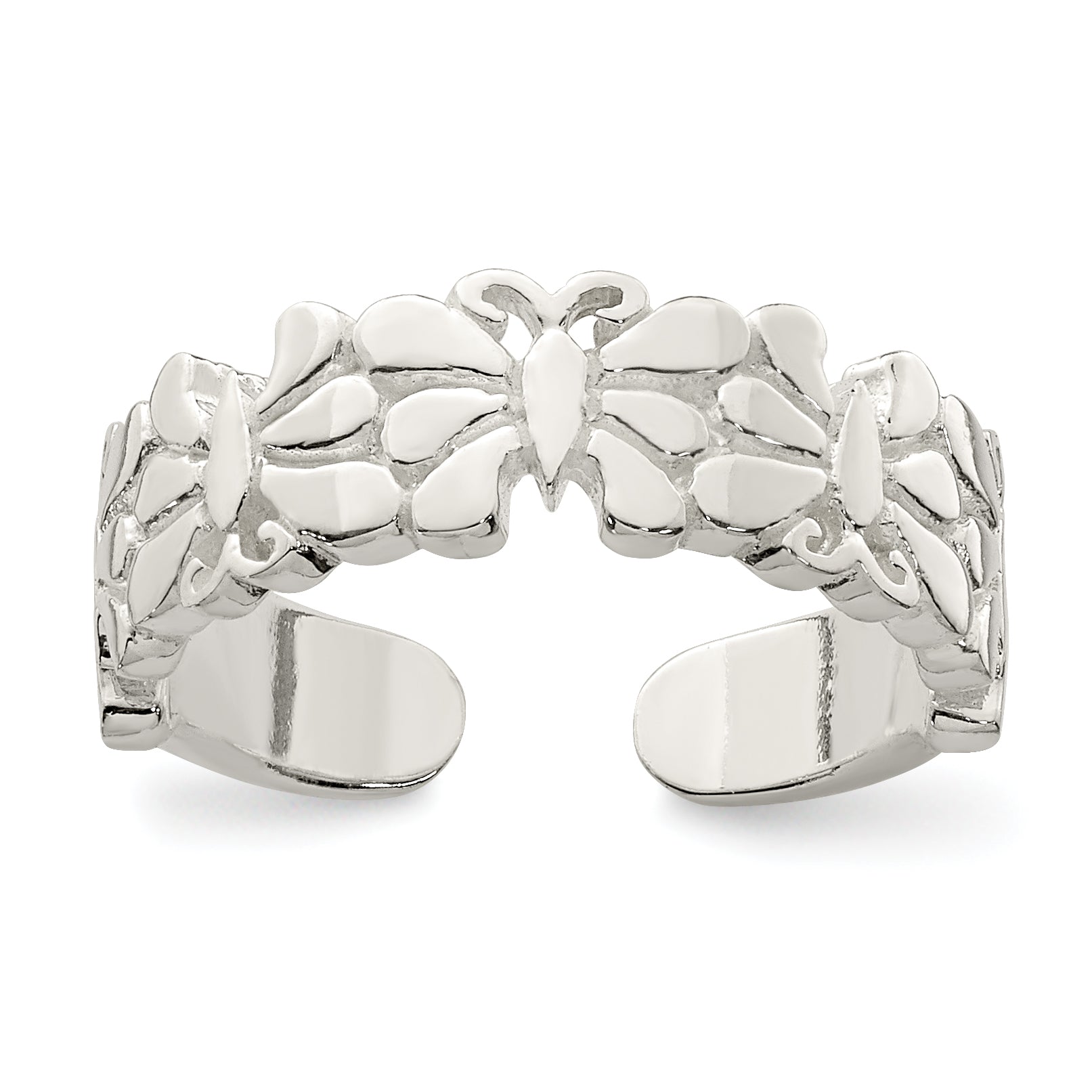 Sterling Silver Polished Butterflies Toe Ring Main image