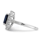 Sterling Silver Rhodium-plated Polished Lab Created Sapphire and CZ Oval Halo Size 8 Ring
