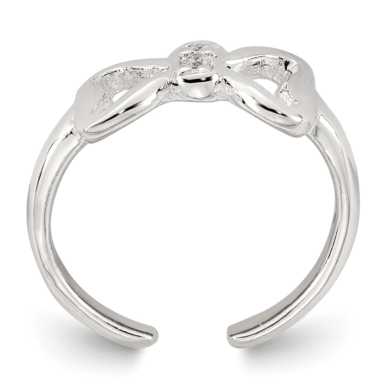 Sterling Silver Polished CZ Bow Adjustable Toe Ring Secondary image
