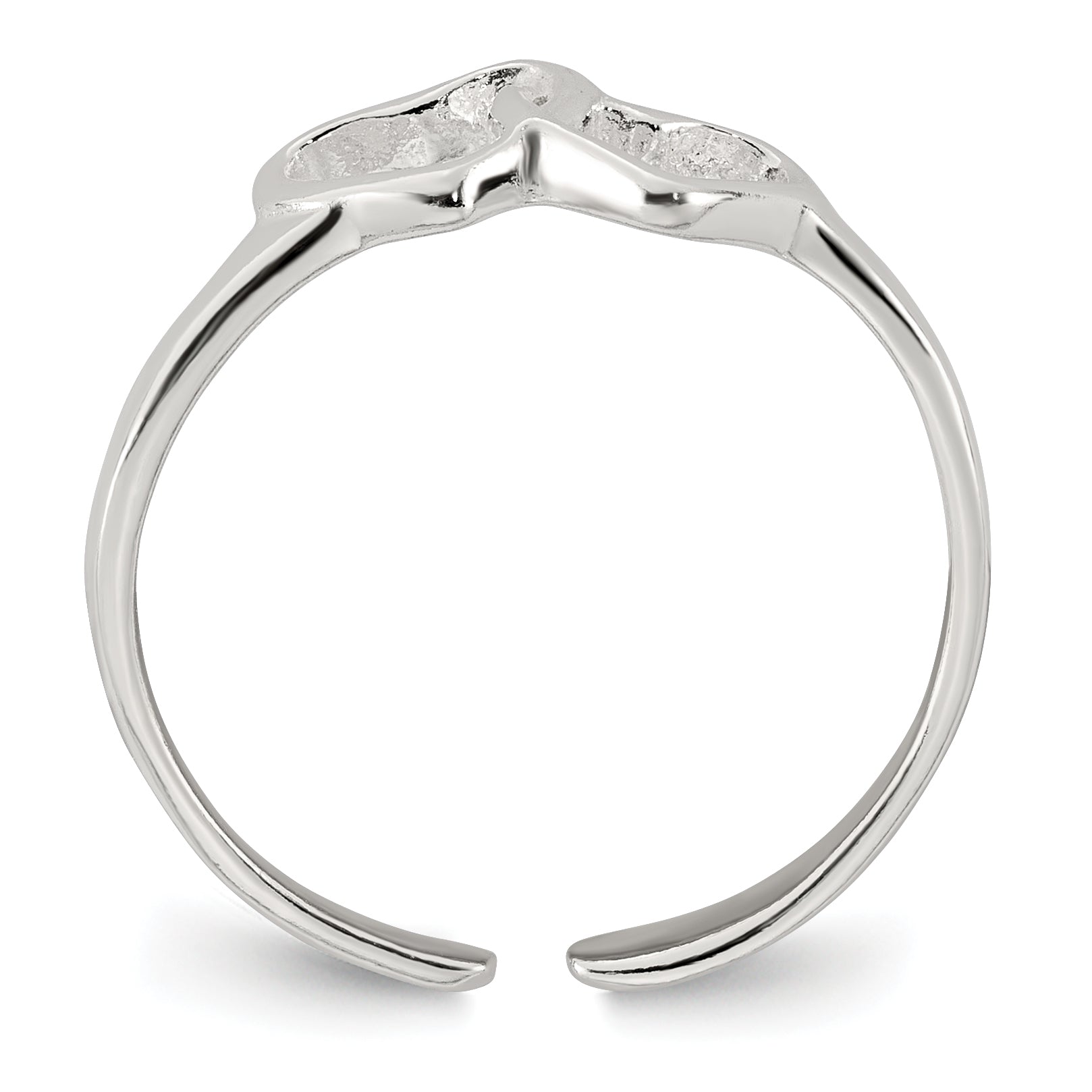 Sterling Silver Polished Interlocking 2-Hearts Toe Ring Secondary image