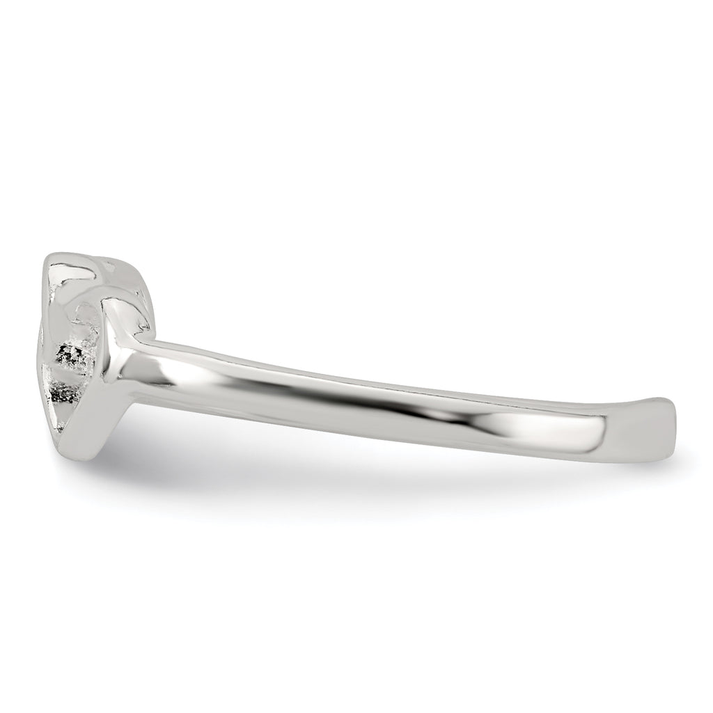 Sterling Silver Polished Interlocking 2-Hearts Toe Ring