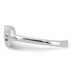 Sterling Silver Polished Interlocking 2-Hearts Toe Ring