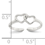Sterling Silver Polished Interlocking 2-Hearts Toe Ring