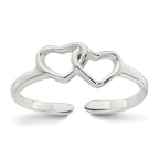 Sterling Silver Polished Interlocking 2-Hearts Toe Ring
