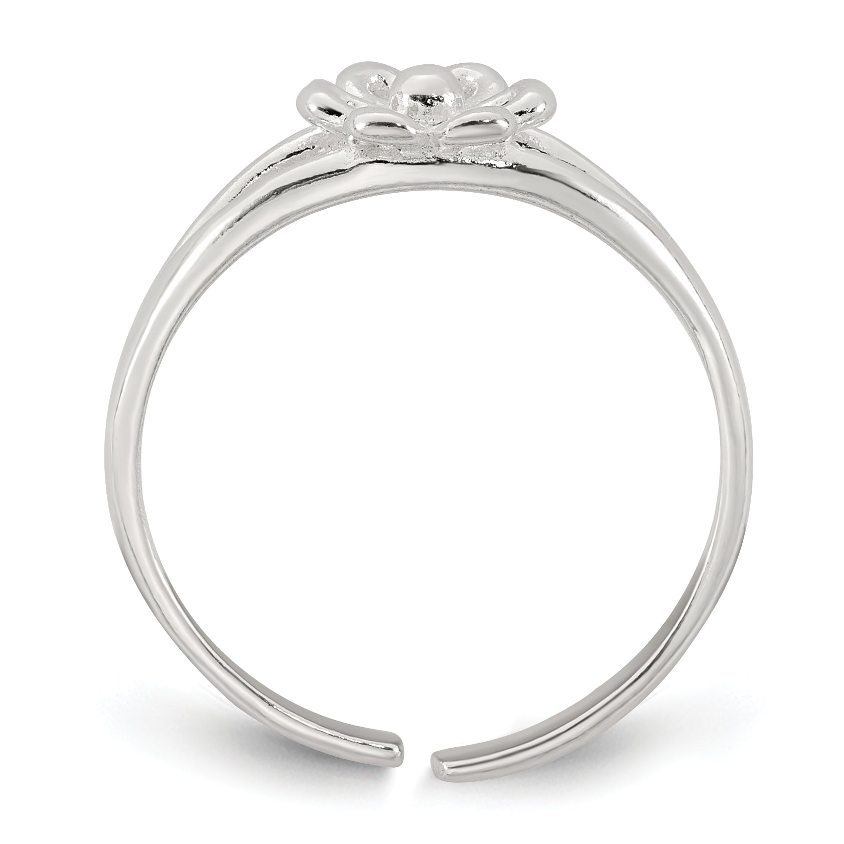 Sterling Silver Polished Flower Toe Ring Secondary image