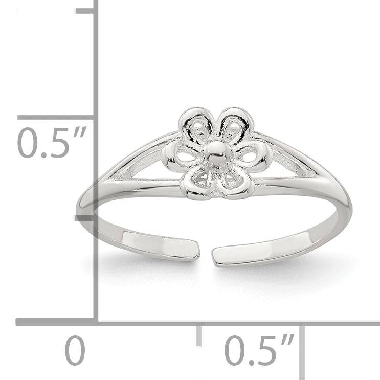 Sterling Silver Polished Flower Toe Ring
