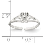 Sterling Silver Polished Flower Toe Ring