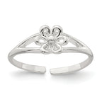 Sterling Silver Polished Flower Toe Ring