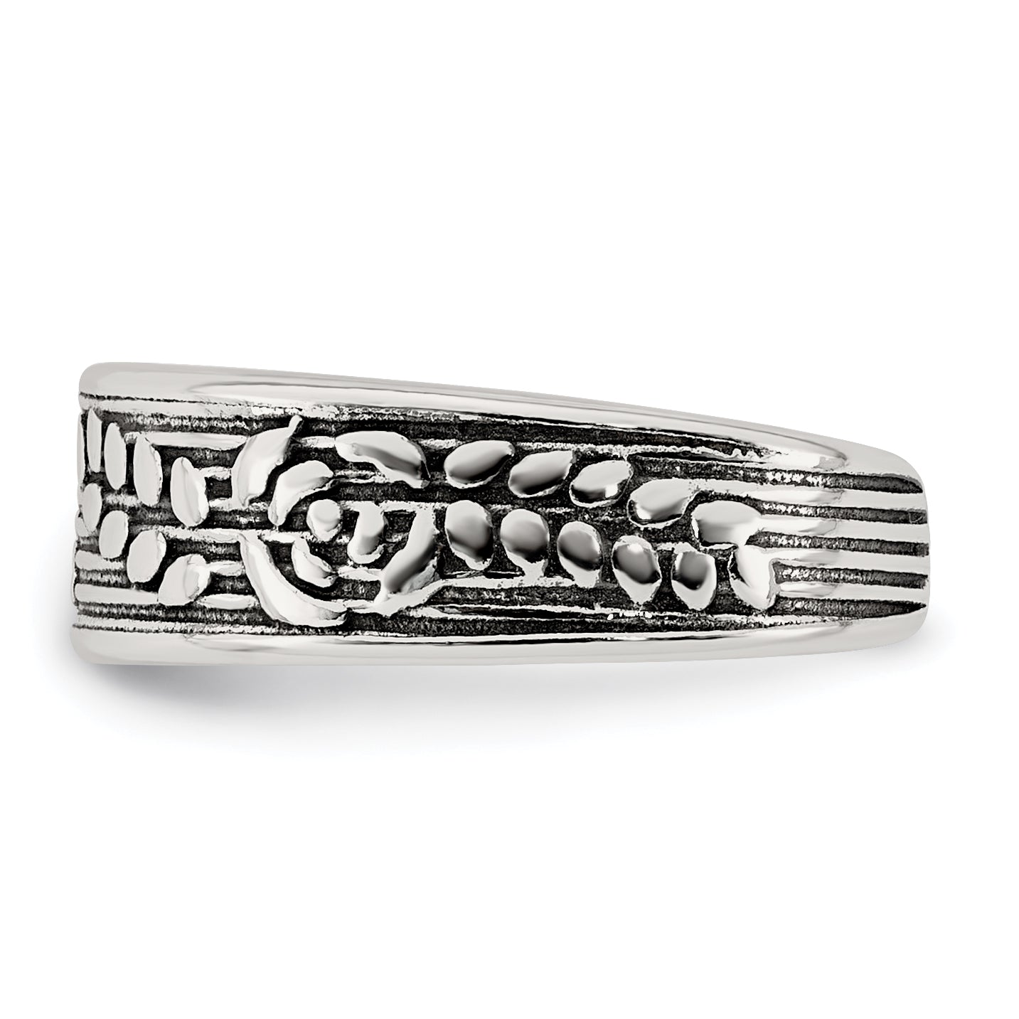Sterling Silver Polished and Antiqued Rose and Leaf Pattern Toe Ring