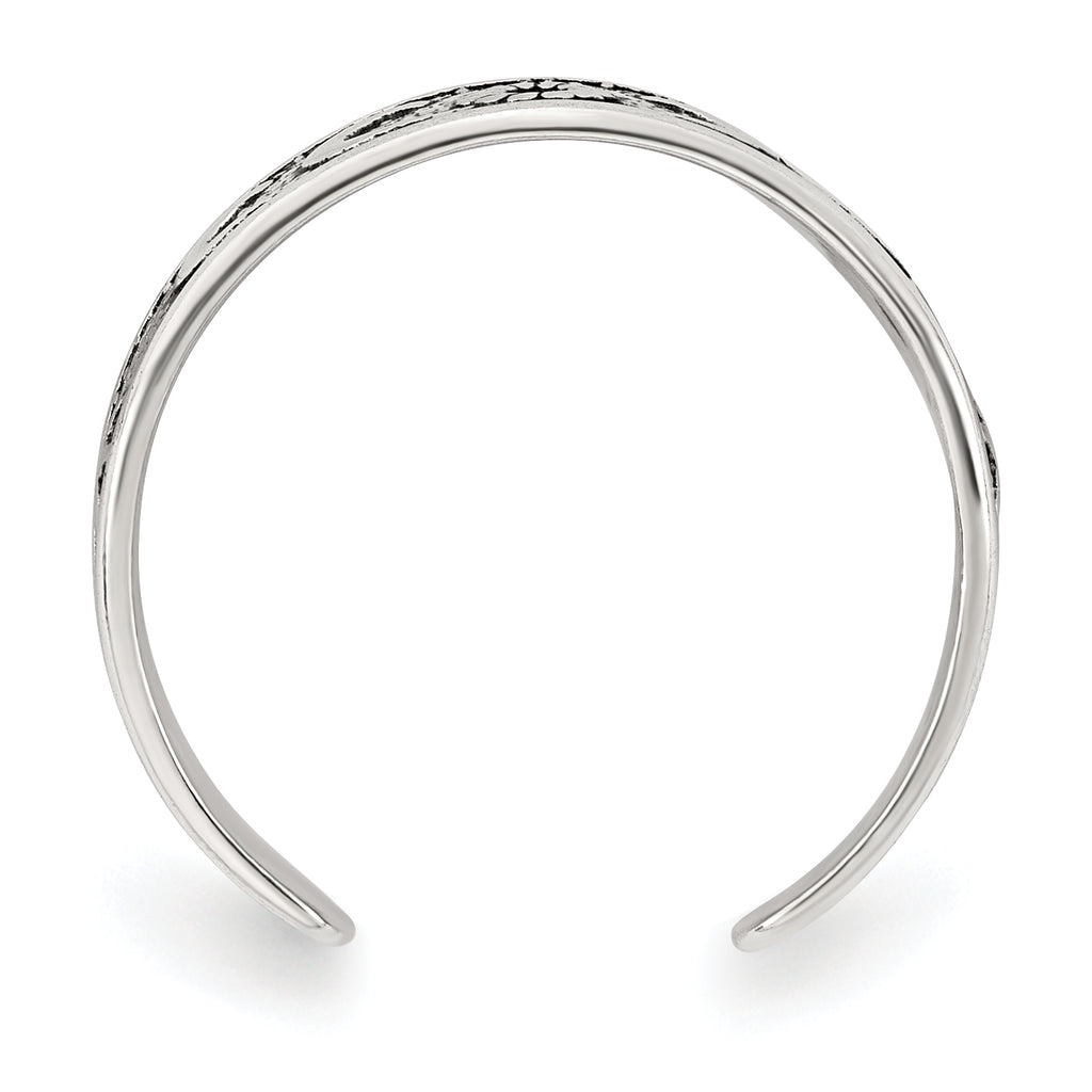 Sterling Silver Polished and Antiqued Moon and Star Toe Ring