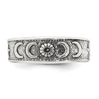 Sterling Silver Polished and Antiqued Moon and Star Toe Ring