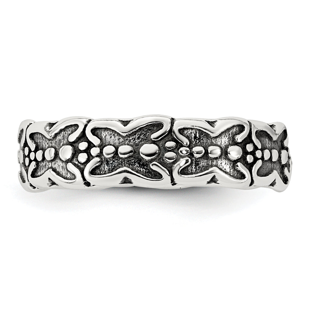 Sterling Silver Polished and Antiqued Butterfly Toe Ring