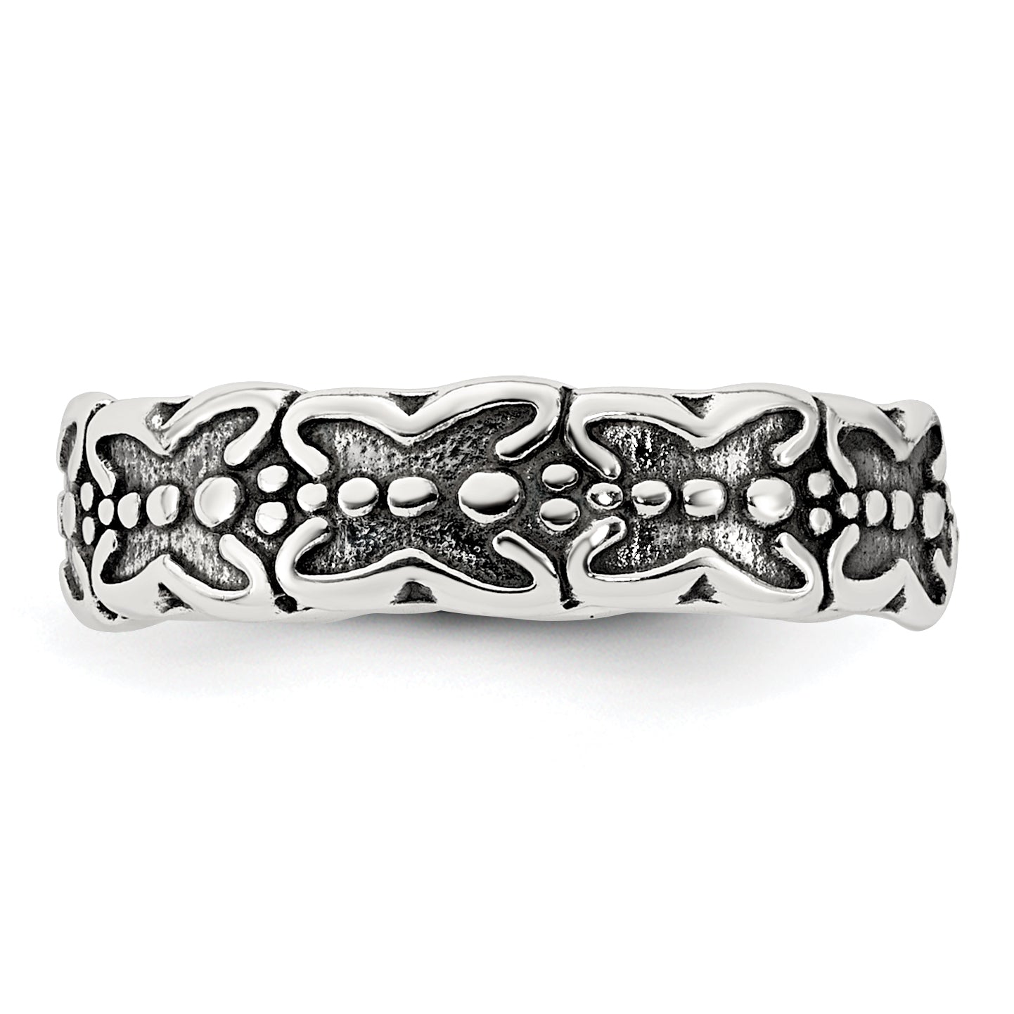 Sterling Silver Polished and Antiqued Butterfly Toe Ring