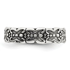 Sterling Silver Polished and Antiqued Butterfly Toe Ring