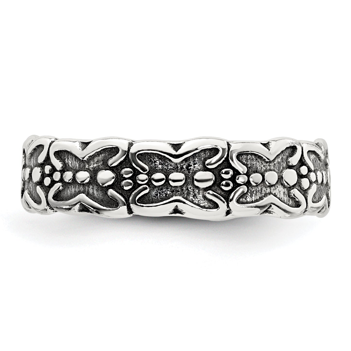 Sterling Silver Polished and Antiqued Butterfly Toe Ring