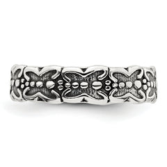 Sterling Silver Polished and Antiqued Butterfly Toe Ring
