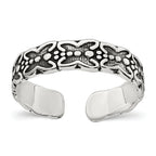 Sterling Silver Polished and Antiqued Butterfly Toe Ring