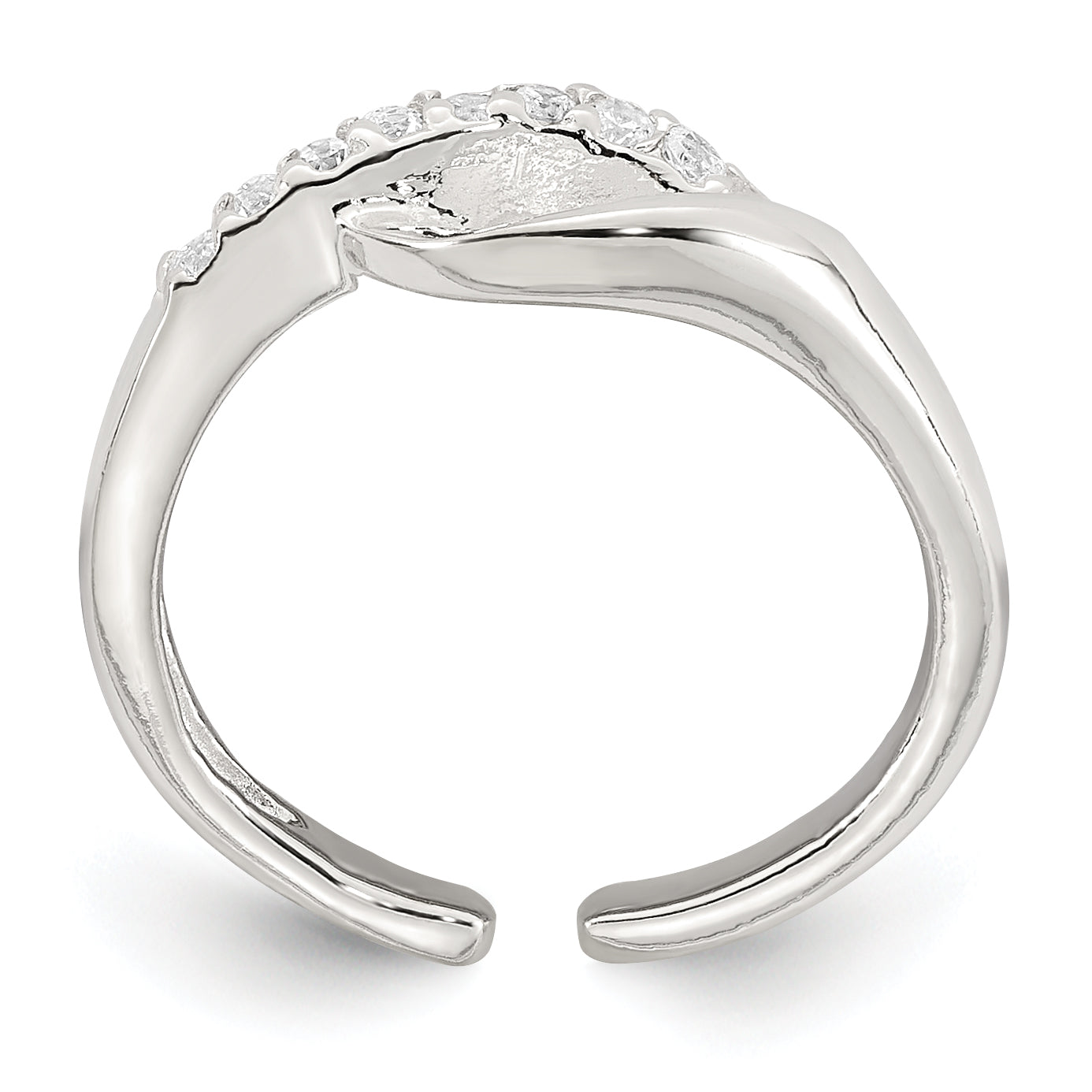 Sterling Silver Polished Fancy CZ Adjustable Toe Ring Secondary image
