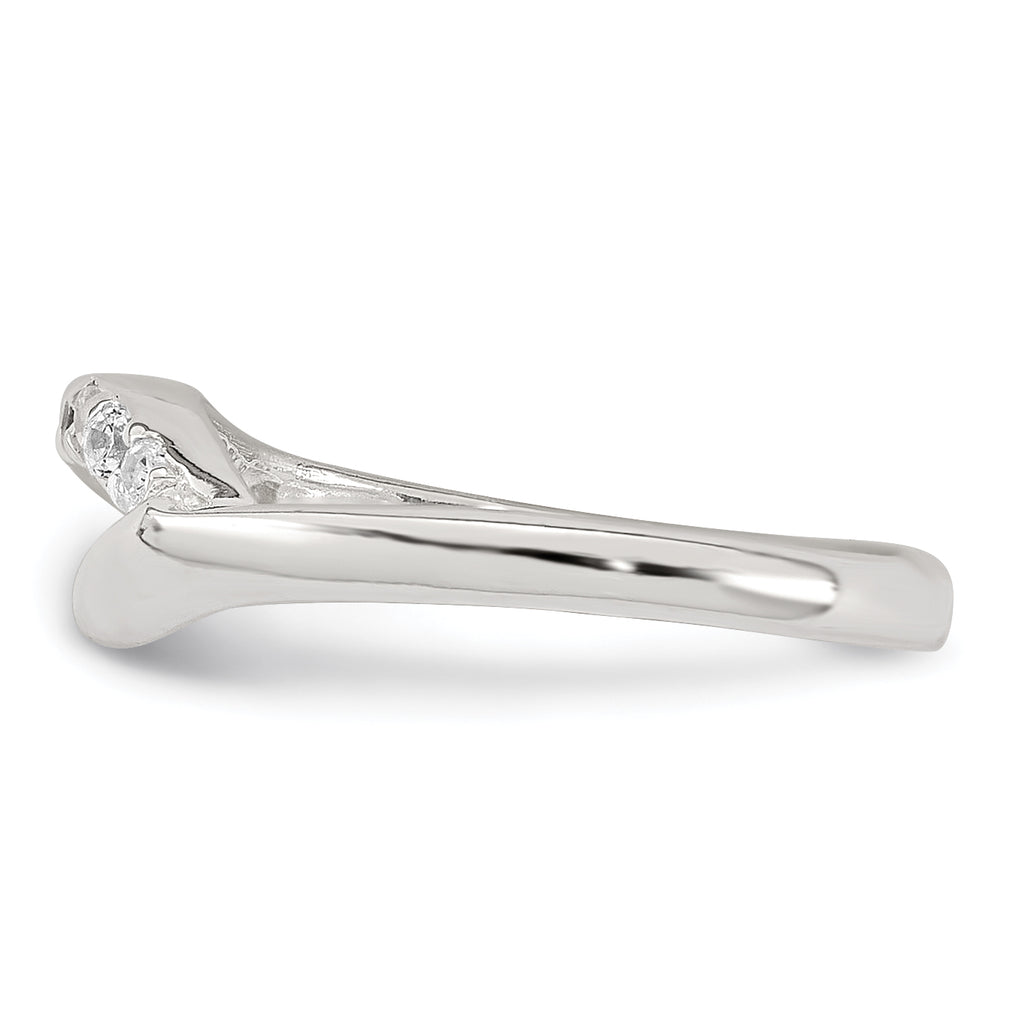 Sterling Silver Polished Fancy CZ Adjustable Toe Ring