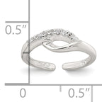 Sterling Silver Polished Fancy CZ Adjustable Toe Ring