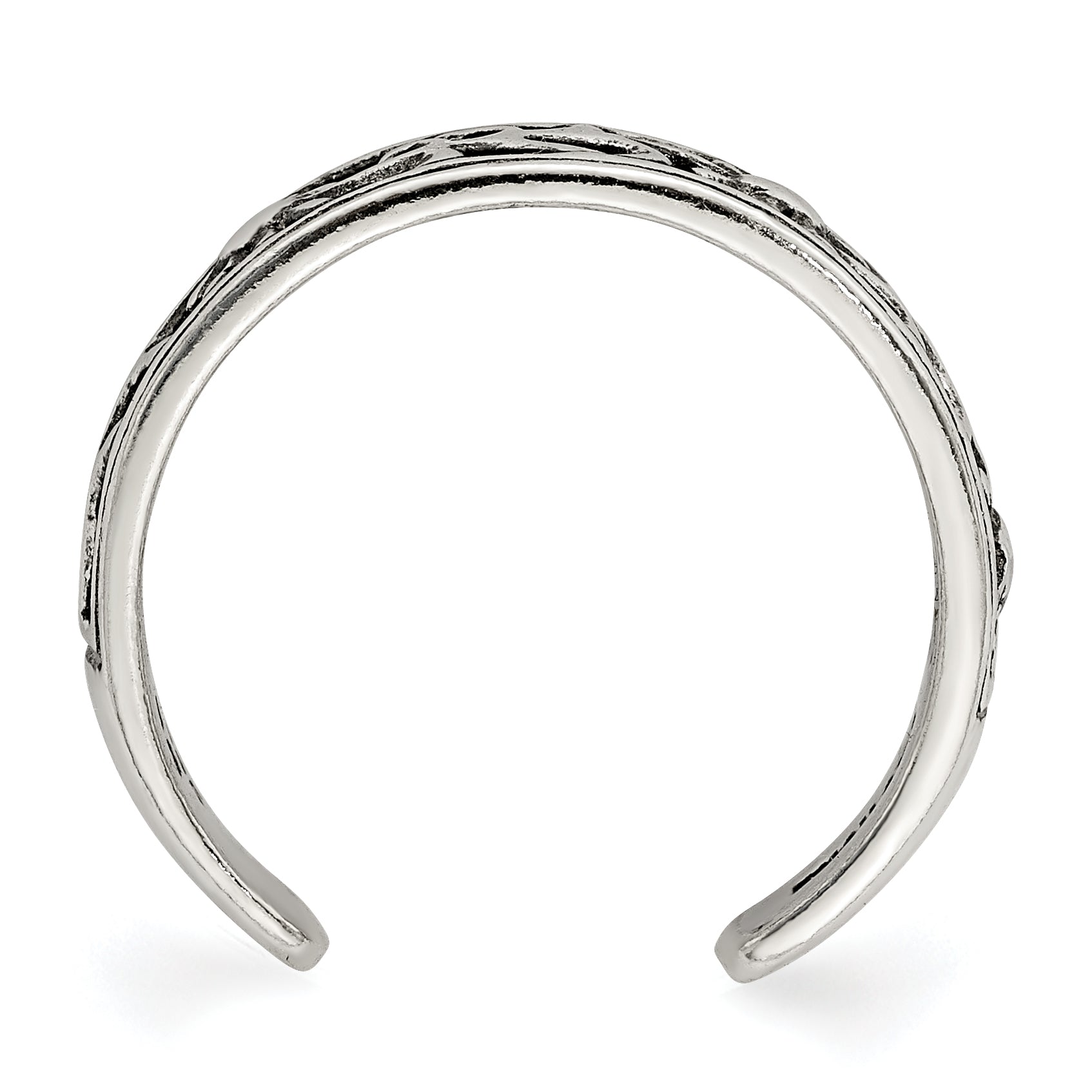 Sterling Silver Antiqued Floral Toe Ring Secondary image