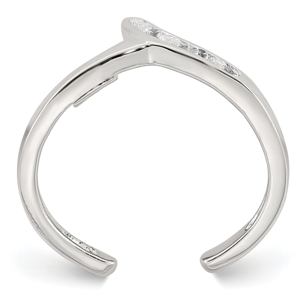 Sterling Silver Polished CZ Toe Ring