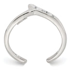 Sterling Silver Polished CZ Toe Ring