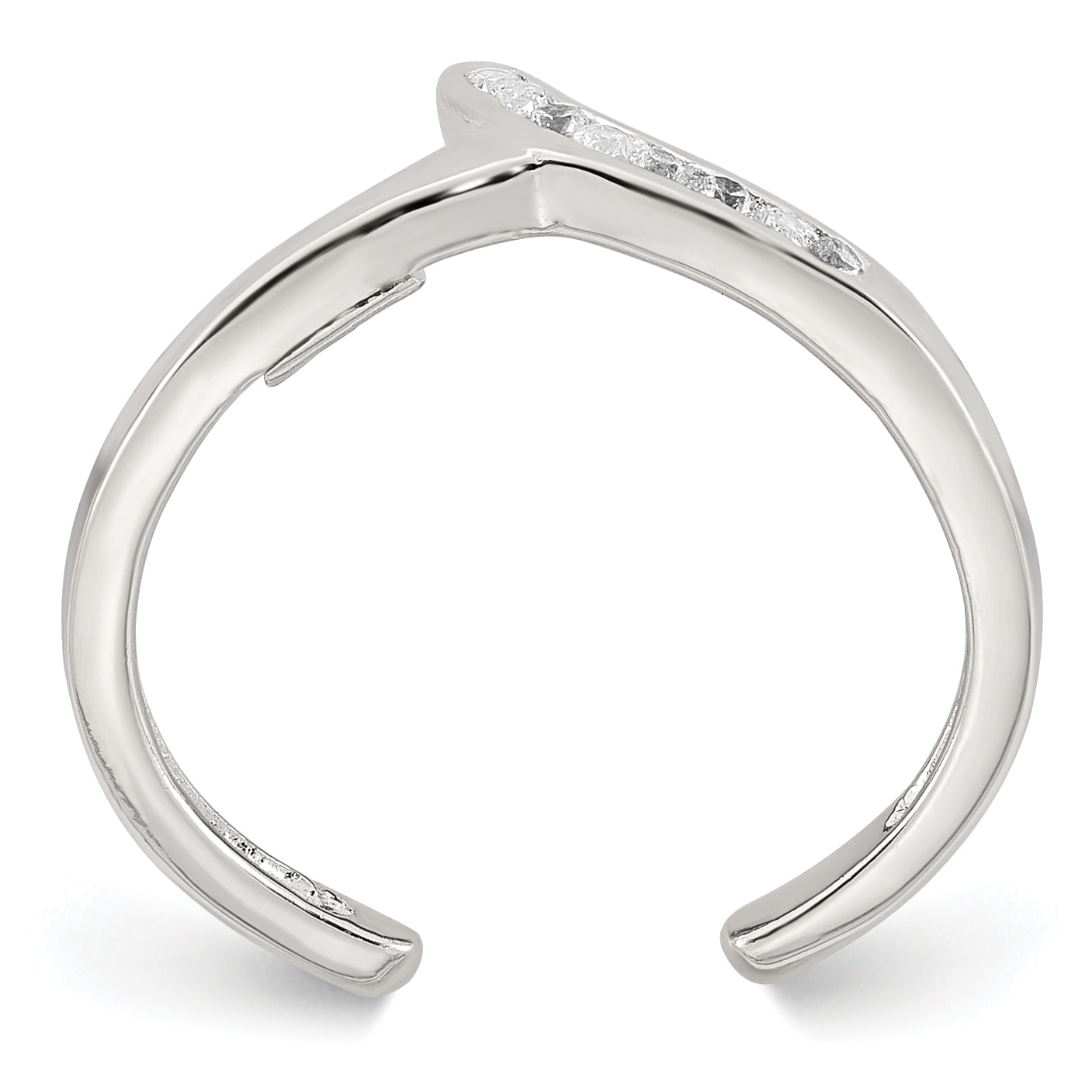Sterling Silver Polished CZ Toe Ring