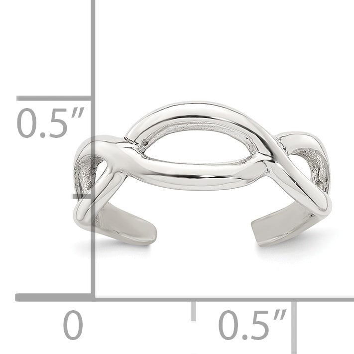 Sterling Silver Polished Criss Cross Adjustable Toe Ring