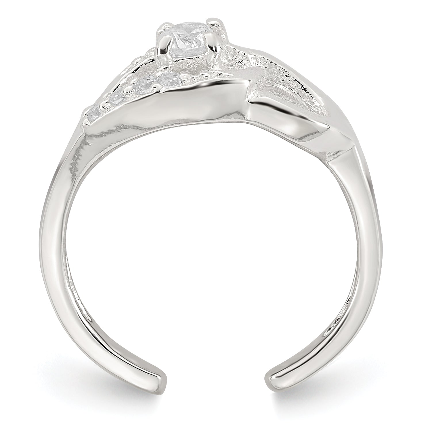Sterling Silver Polished CZ Fancy Toe Ring Secondary image