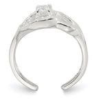 Sterling Silver Polished CZ Fancy Toe Ring