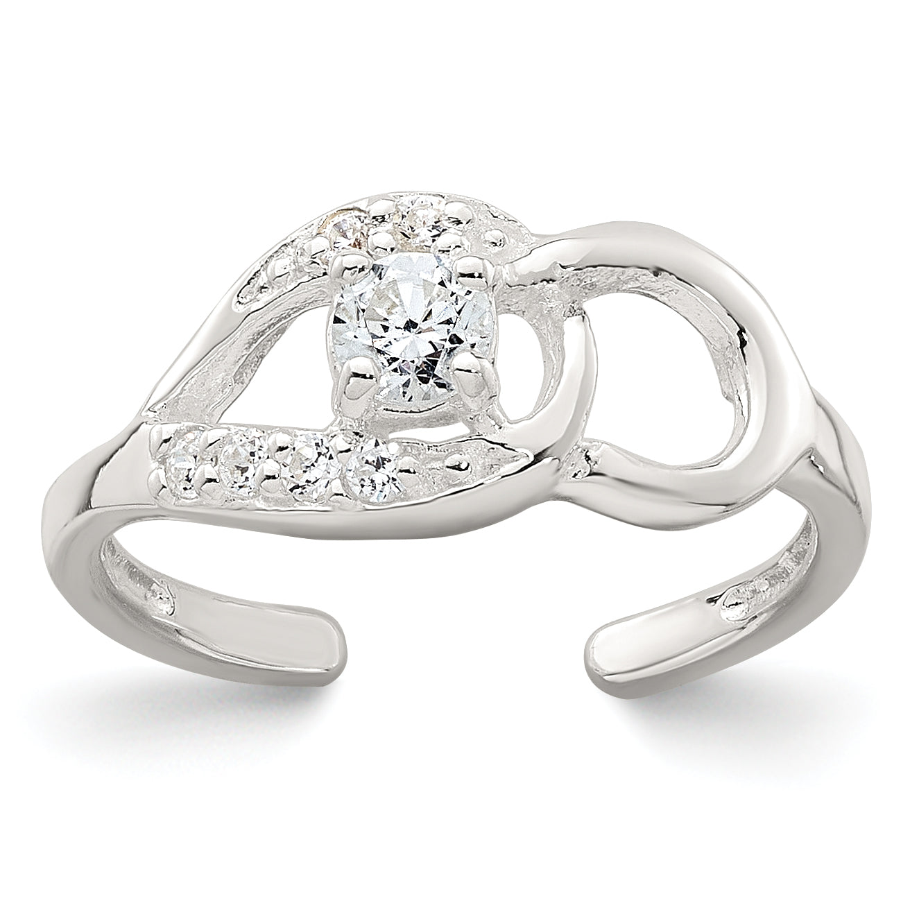 Sterling Silver Polished CZ Fancy Toe Ring Main image