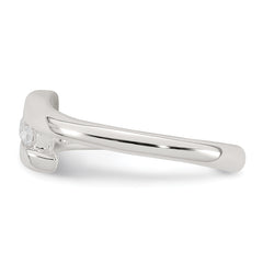 Sterling Silver Polished 3 Stone CZ Bypass Adjustable Toe Ring
