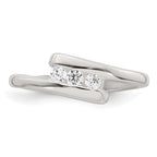 Sterling Silver Polished 3 Stone CZ Bypass Adjustable Toe Ring