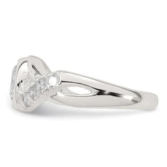 Sterling Silver Polished Fancy CZ Twisted Sides Adjustable Toe Ring
