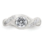 Sterling Silver Polished Fancy CZ Twisted Sides Adjustable Toe Ring