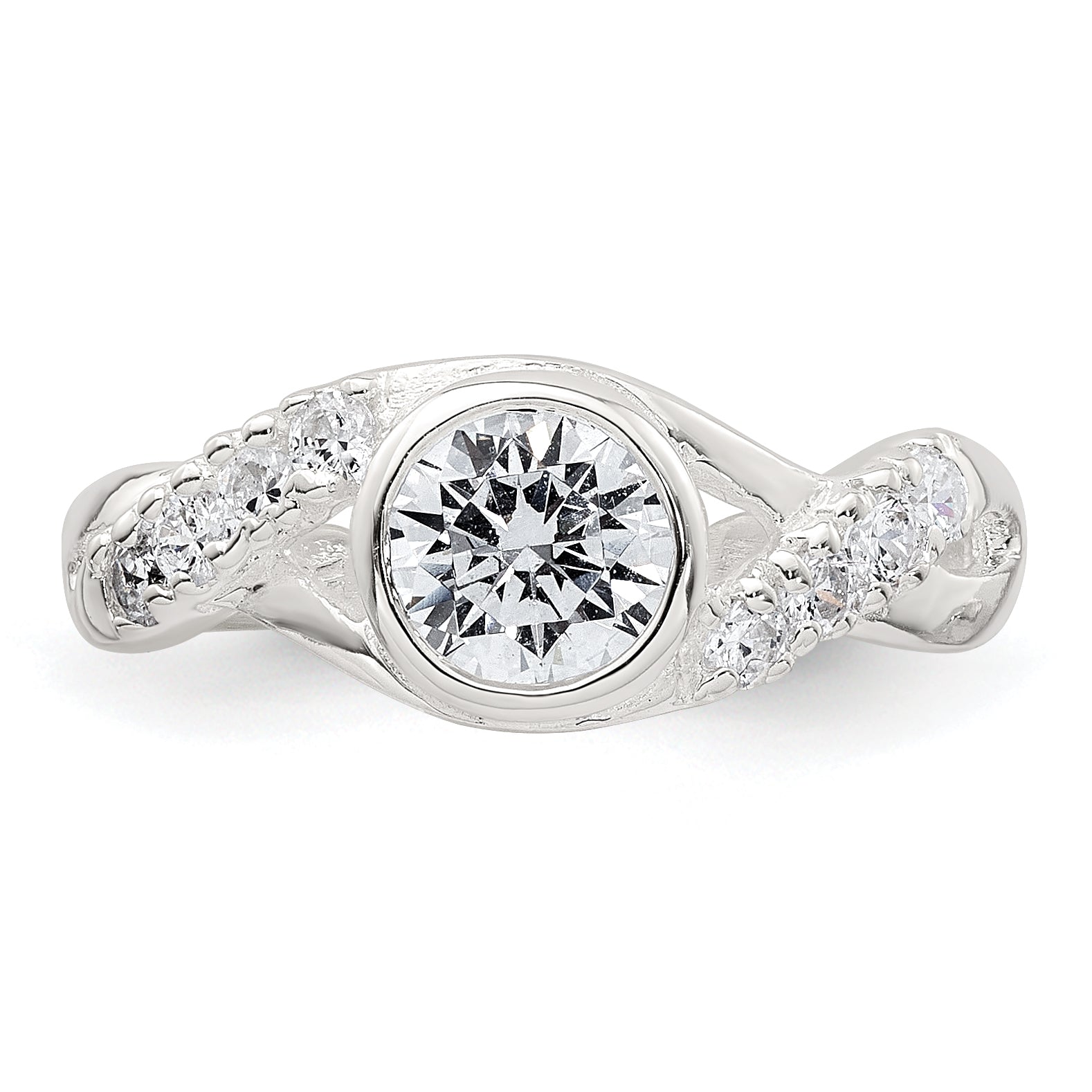 Sterling Silver Polished Fancy CZ Twisted Sides Adjustable Toe Ring